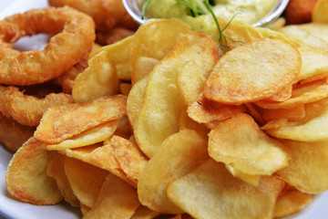 tasty fish sticks and potatoes
