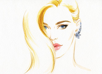 woman portrait .abstract watercolor