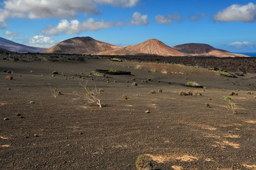 volcanic mountains at Lanzarote Island, Canary Islands, Spain