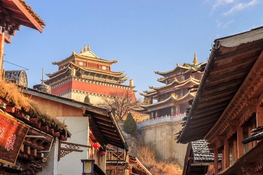 Fototapeta Tibetan Temple in old village