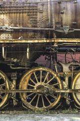 Fototapeta na wymiar Details of an old steam locomotive