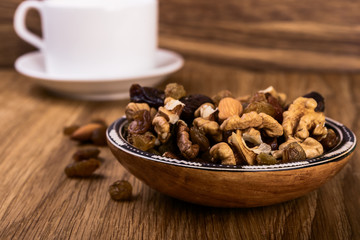 Granola  with nuts, dried apricotsy, raisins 