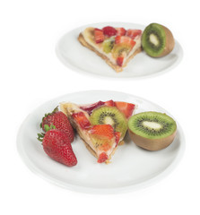 Fruit cake isolated on white