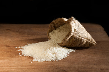 rice in small burlap sack
