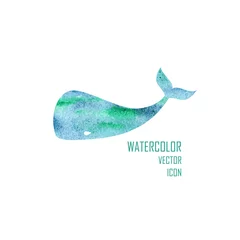 Fotobehang Vector watercolor image of a big whale.  © vip2807