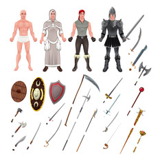Medieval avatar with armors and weapons