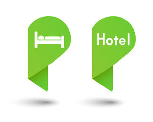 Hotel accommodation sign as map pin pointer
