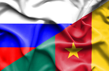 Waving flag of Cameroon and Russia