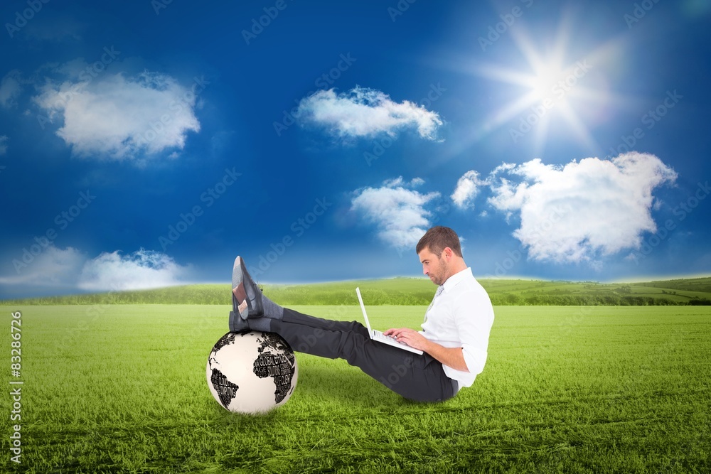 Poster composite image of businessman using tablet