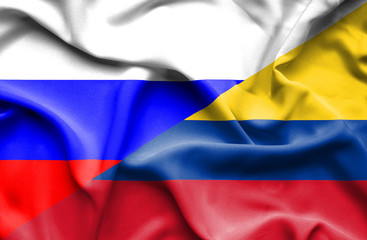 Fototapeta premium Waving flag of Columbia and Russia