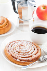 sweet bun and coffee for breakfast