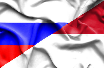 Waving flag of Indonesia and Russia