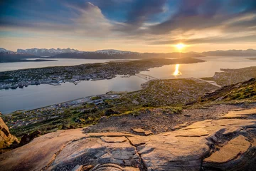 Foto op Canvas Middernachtzon in Tromso, Noorwegen. © Anibal Trejo
