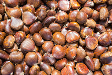 Top view of chestnuts