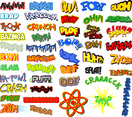 Vector retro comic book word collection with 45 expression. © noravector
