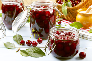 Homemade cherry compote