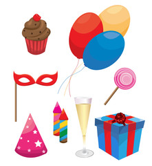 Party  and Celebration Icons with White Background