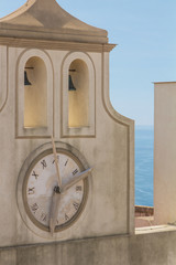 Tower clock on Castel sant'elmo in Naples Italy
