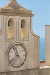 Tower clock on Castel sant'elmo in Naples Italy