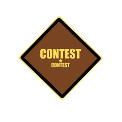 Contest yellow stamp text on brown background