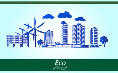 Eco house.vector environmental city