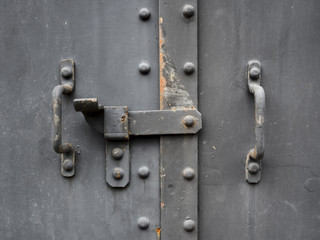 Metal Door gate Handle details Close up 