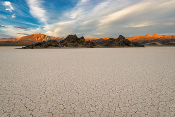 The Racetrack Playa at sunset in Death Valley National Park, Mojave desert, California