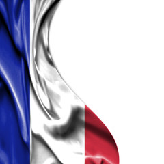 France waving satin flag isolated on white background