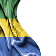 Gabon waving satin flag isolated on white background
