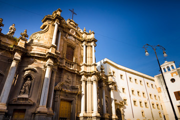 Fototapeta na wymiar Baroque church in Palermo, Italy