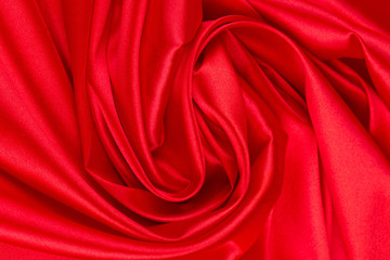 Red silk texture cloth. Close up.