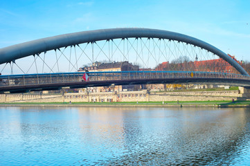 Fototapeta na wymiar Modern footbridge, Krakow, Poland