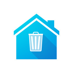 Blue house icon with a trash can