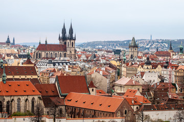 Naklejka na ściany i meble High angle view of Prague