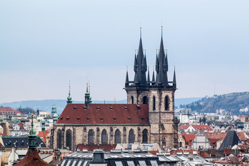 High angle view of Prague