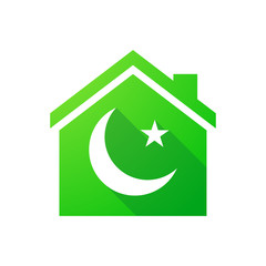 Green house icon with an islam sign