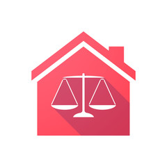 Red house icon with a weight scale