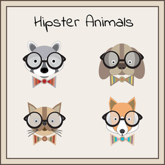 Hipster animals set vector