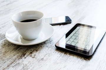 Checking monthly activities in the calendar in the tablet