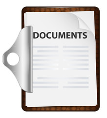 Clipboard with documents. Vector icon