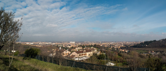 Panoramic view of Bologna, Italy, from San Pellegrino park
