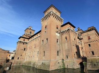 Fototapeta premium Castello Estense of Ferrara and unesco world heritage in Italy