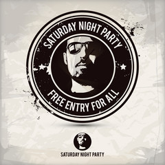 Obraz premium Saturday night party stamp on textured background