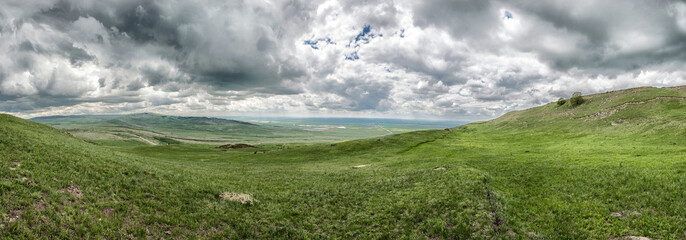 Spring landscape with Caucasus green mountains