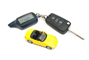 yellow car and keys