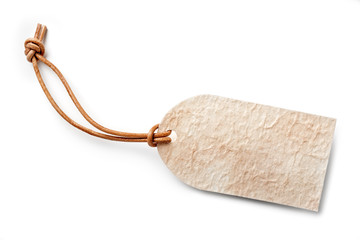 cardboard label with thin cord