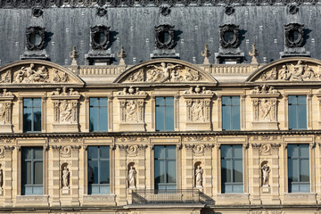 Fototapeta na wymiar Paris - The Louvre Museum. Louvre is one of the biggest Museum in the world, receiving more than 8 million visitors each year.