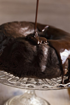 Overflowing Bundt Cake With Chocolate Dressing