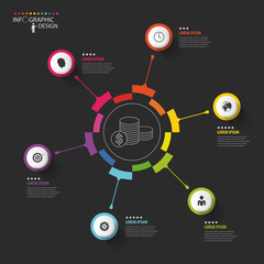 Infographic business template. Colorful circle with icons.