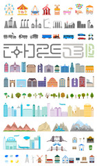 Elements of the modern big city or village - stock vector